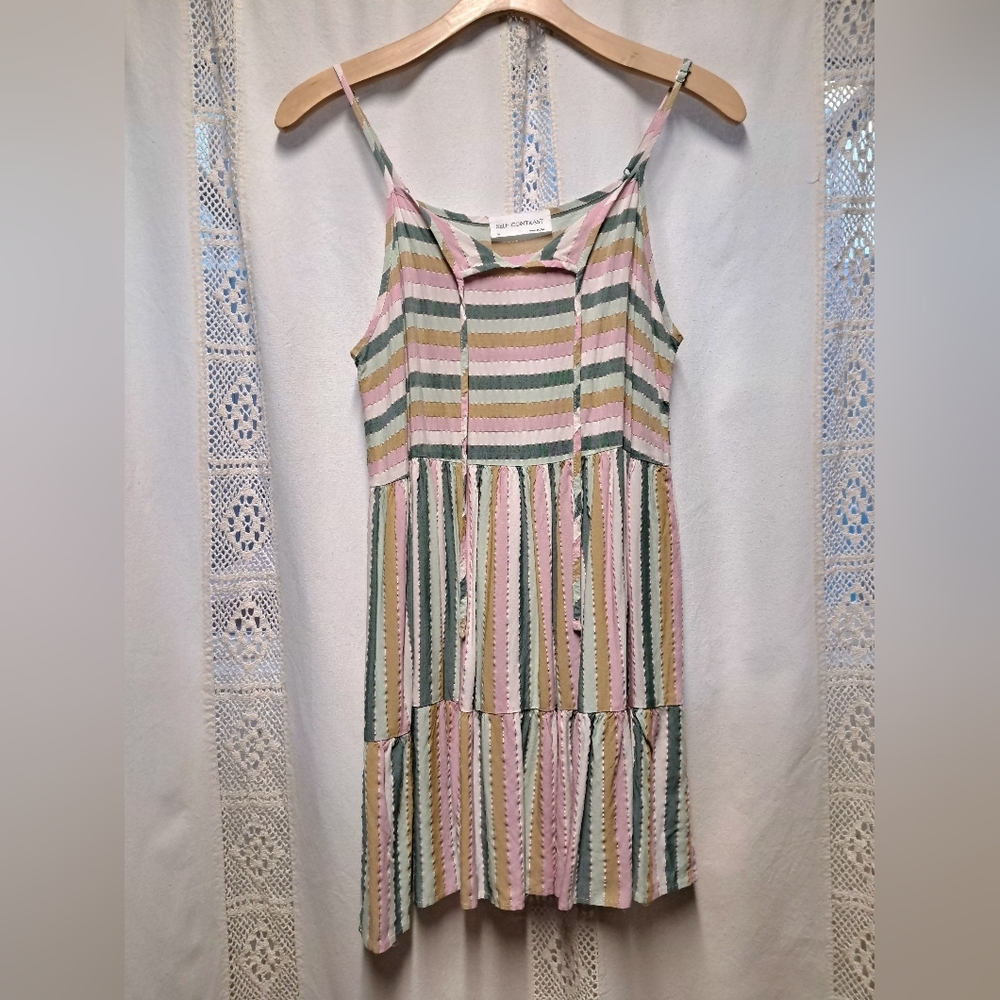 Self Contrast Striped Mini Dress Size M